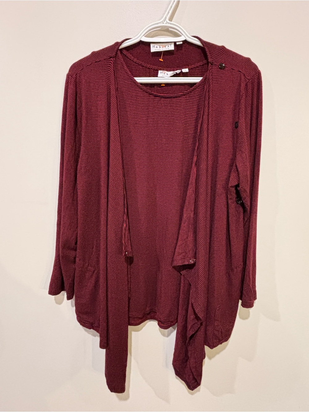 Habitat Lightweight Draped Open-Front Cardigan and Tank - Wine